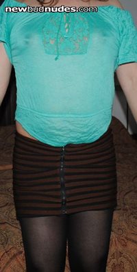 New tight miniskirt and peasant top