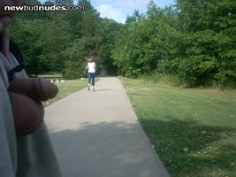 Flashing my cock and balls at the cute joggers! Wanna meet me in the park?