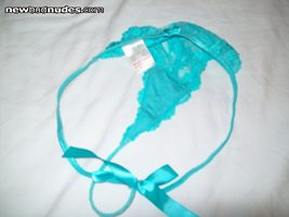 ex-wife's turquoise thong with bow