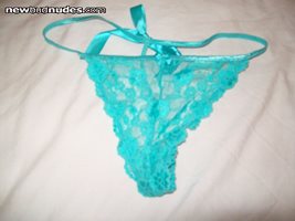 ex-wife's turquoise thong with bow