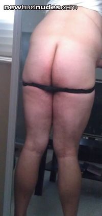 Playing with myself in some black lace panties :-)