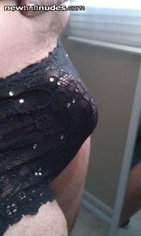 Playing with myself in some black lace panties :-)