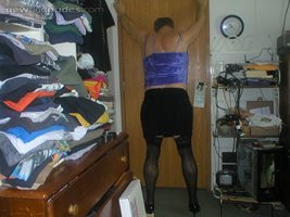 Dressed sissy boy waiting for COCK