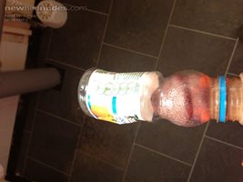 Me using a tropicana bottle had a bit of a problem getting my cock inside t...