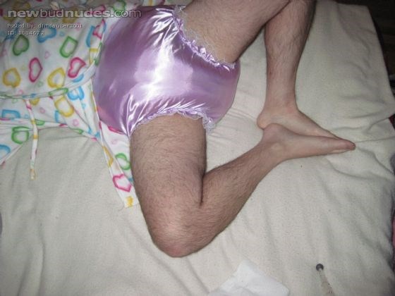 Lots of you like my purple plastic panties.  Here is another pic of me wearing them!