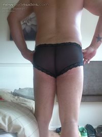 girlfriends knickers from the back