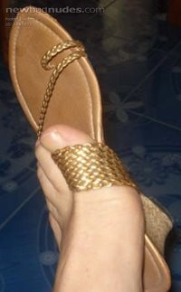 gold toepost sandals.