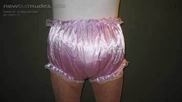 My silky plastic lined panties over my hose and cloth diapers.