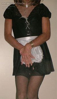 feeling dirtyflirty in my maids dress and bobbed wig