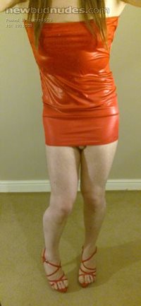 Lucy in red micro dress and platform heels!!!