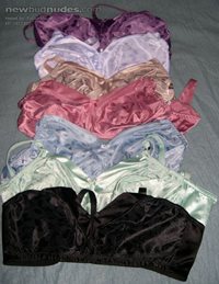 satin bras in all the color available. Yummy