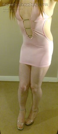 Lucy in baby pink mini and platform heels!!!