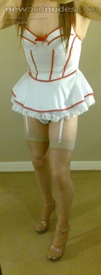 Lucy in nurses outfit with stockings and heels!!!