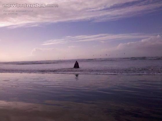 Walking into the ocean Xmas day 2011, Seaside Oregon