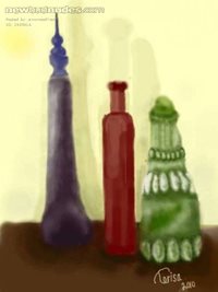 Antique bottles....painted freehand on my laptop with a touchpad and simple...