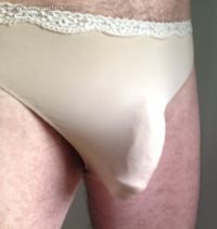 Gold Satin Panties- Love how they feel on my cock