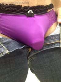 Purple satin panties- PM me for panty cum pics if you like. MUST be a panty...