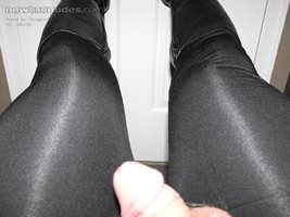 Playing with my new shiny black tights