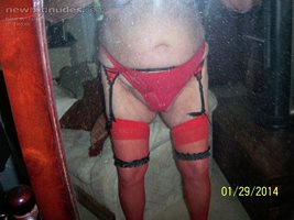 garter belt, hose, panties and heels