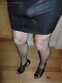 sexy legs and dressup love the fishnets need another cock to pose with in p...