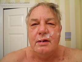 Grandpa Bill with a face full of cum