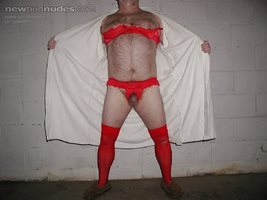 red shear crotchless panties