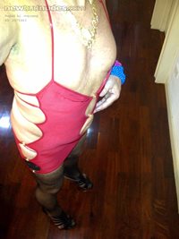 I love my slutty red dress stockings heels and tiny panties
