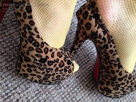 my leopard heels and yellow fishnets