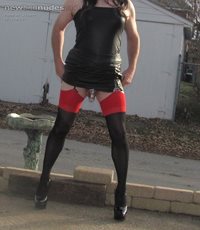 step mom made me into a  sissy slut and took me outside to take these pics ...