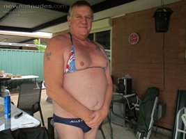 sissy harry on Australia day do you like my breasts