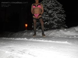 New bra and panty set being modeled outdoors