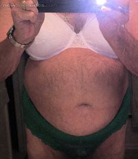 bra and green lace boy shorts