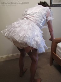 My white sissy dress and flashing my knickers