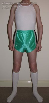 silky green shorts to attract the men.