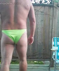 showing off in green undies