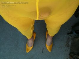 maybe you like yellow? Sexy tights and hot heels, I love how they feel, do ...