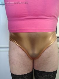 gold wetlook swimsuit
